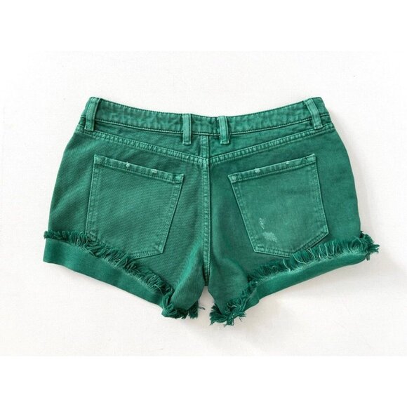 SER.O.YA Lex Distress Jean Shorts Vintage Jade Green - Picture 5 of 5